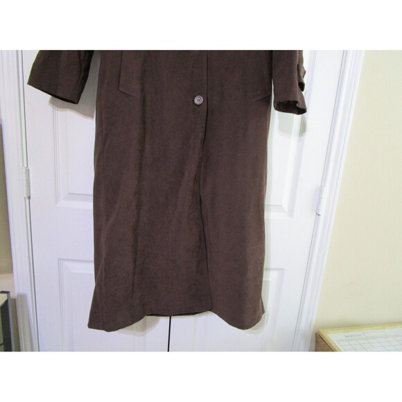 Jones New York Womens Trench Brown Coat Size 6 Suede Pockets - Picture 3 of 11